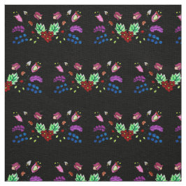 Ojibwe Black Floral Pattern Stoff