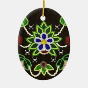 Ojibwe Blumenbär und Pfeile Keramik Ornament