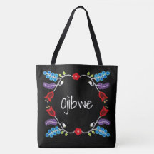 Ojibwe Floral Motif Black