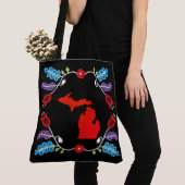 Ojibwe Floral Motif Michigan Black Tasche (Von Nahem)