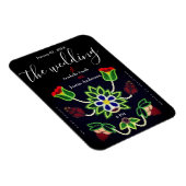 Ojibwe Floral Strawberry Black Wedding Einladung Magnet (Rechte Seite)