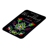 Ojibwe Floral Strawberry Black Wedding Einladung Magnet (Linke Seite)