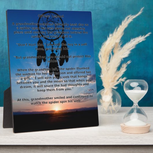 Ojibwe Legend Dreamcatcher Plaque Fotoplatte (Seite)