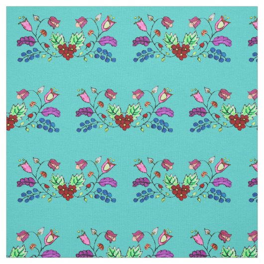 Ojibwe Türkis Blume Pattern Stoff (Muster)