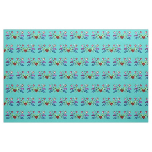 Ojibwe Türkis Blume Pattern Stoff (Fat Quarter (45,7 x 55,9 cm))