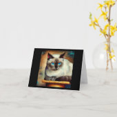 Ojos Azules Cat Karte (Gelbe Blume)