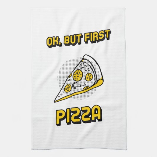 Ok, aber erste Pizza Geschirrtuch (Vertikal)
