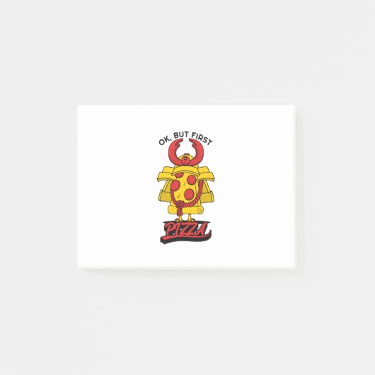 Ok, aber erste Pizza Post-it Klebezettel (Vorderseite)