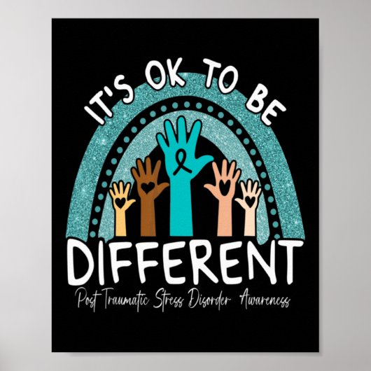 Ok be Different Rainbow Aquamarin Ribbon Warrior P Poster (Vorne)