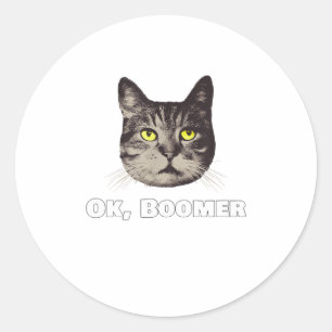Ok Boomer Cat Shirt Millennial Cat Geschenk Oka Runder Aufkleber