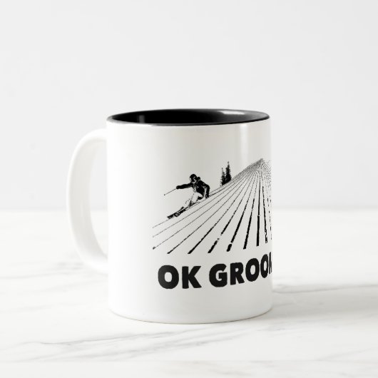 Ok Groomer Skiing Zweifarbige Tasse (Vorderseite Links)