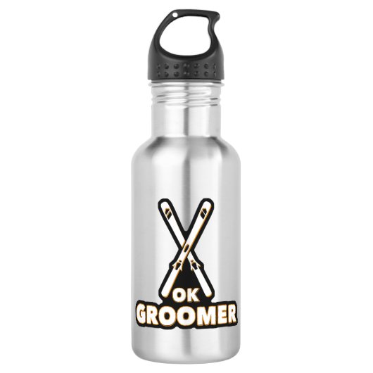 Ok Groomer Skis Edelstahlflasche (Vorderseite)