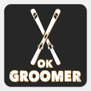 Ok Groomer Skis Quadratischer Aufkleber