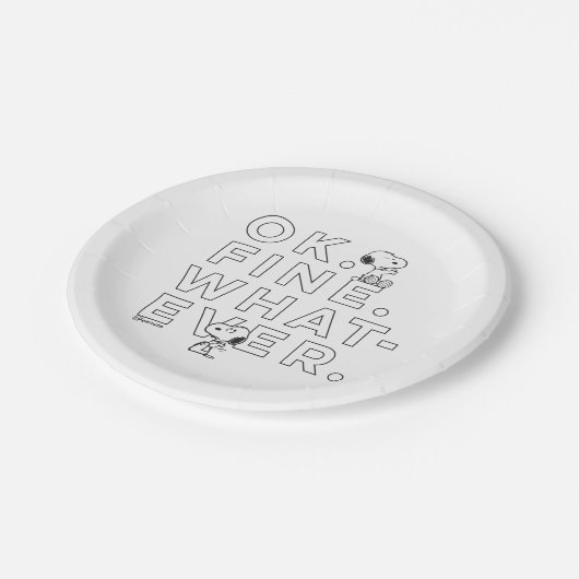 "Ok. Gut. Was auch immer." - Snoopy Pappteller (Schrägansicht)