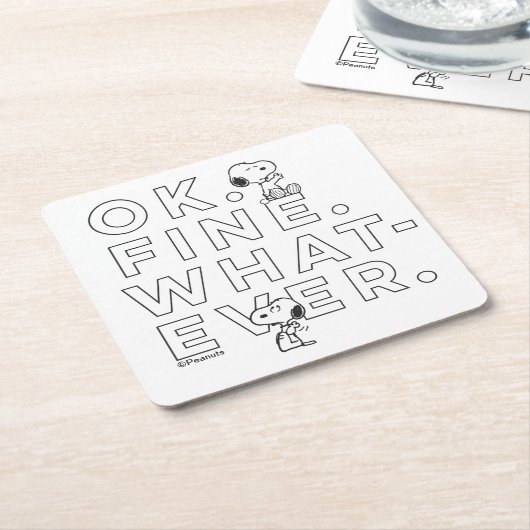 "Ok. Gut. Was auch immer." - Snoopy Rechteckiger Pappuntersetzer (angewinkelt)
