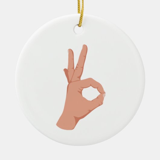 OK Hand Sign Keramik Ornament (Vorne)