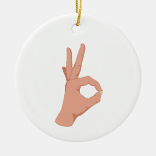 OK Handzeichen Keramik Ornament