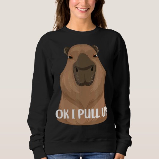 Ok I pull up Capybara Haustier Meme Nutria Brown f Sweatshirt (Vorderseite)