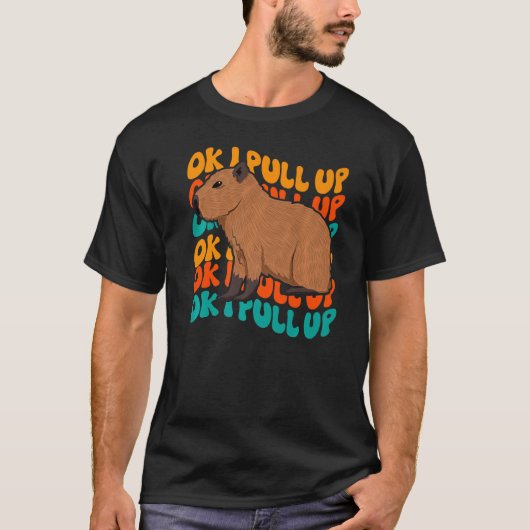 Ok I pull up Capybara Meme Retro Groovy Hippie T-Shirt (Vorderseite)