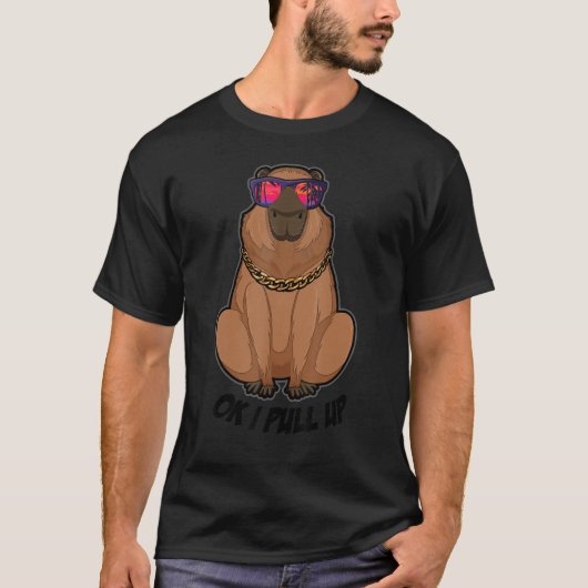 OK I pull up Capybara Sonnenbrille Beach Capibara T-Shirt (Vorderseite)