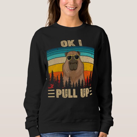 Ok, ich ziehe Capybara Brille durch Meme hoch Sweatshirt (Vorderseite)