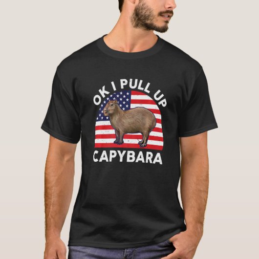 Ok, ich ziehe Capybara in die amerikanische Flagge T-Shirt (Vorderseite)