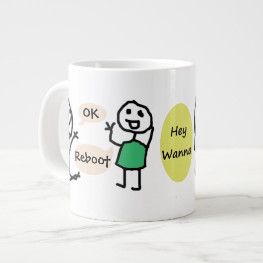 OK-Neustart & Go Away Jumbo-Tasse von RoseWrits (Vorderseite Links)