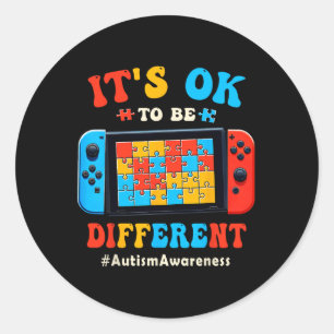 Ok to Different Video Game Gamer Boys Men Kids Aut Runder Aufkleber