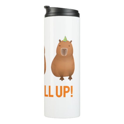 "Ok, wir holen auf!" Funny Capybara Meme Thermosbecher (Nach rechts gedreht)