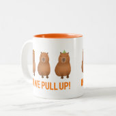 "Ok, wir holen auf!" Funny Capybara Meme Zweifarbige Tasse (Vorderseite Links)