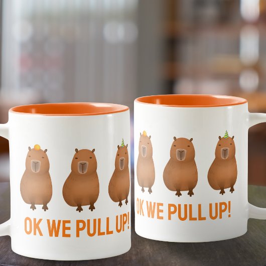 "Ok, wir holen auf!" Funny Capybara Meme Zweifarbige Tasse