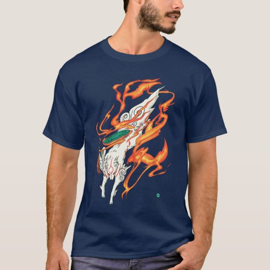 Okami Amaterasu Sonnengott Wolfhe Große Welle Vide T-Shirt (Vorderseite)