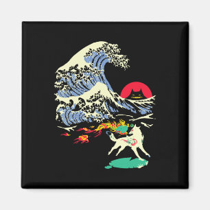 Okami Amaterasu Sun God Wolf The Great Wave Video Magnet