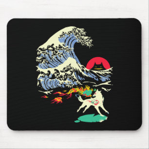 Okami Amaterasu Sun God Wolf The Great Wave Video Mousepad