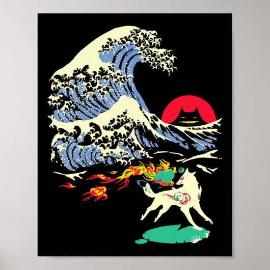 Okami Amaterasu Sun God Wolf The Great Wave Video Poster (Vorne)