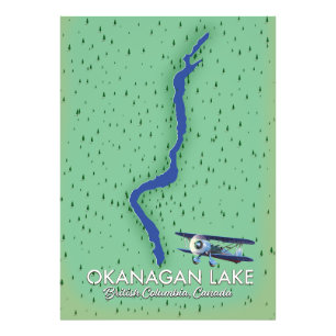 Okanagan Lake British Columbia Kanada Karte Fotodruck