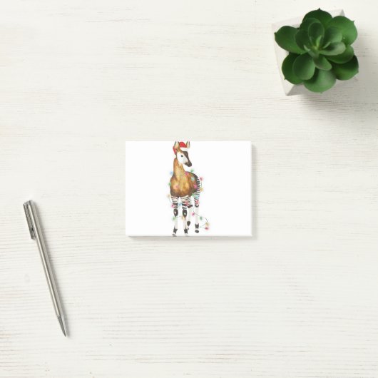 Okapi beleuchtet Weihnachtsmannmütze frohe Weihnac Post-it Klebezettel (Büro)