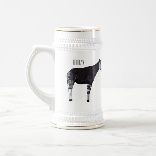 Okapi cartoon Illustration Bierglas (Links)