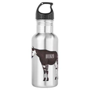 Okapi cartoon Illustration Edelstahlflasche