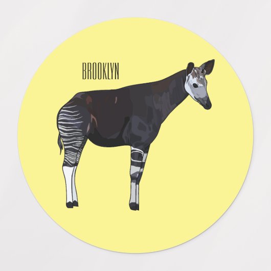 Okapi cartoon illustration etiketten (Design 2)