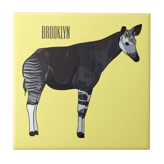 Okapi cartoon Illustration Fliese (Vorderseite)