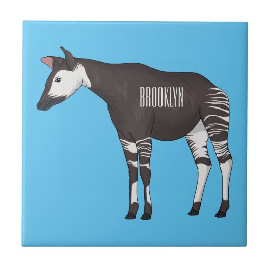 Okapi cartoon illustration fliese (Vorderseite)