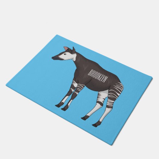 Okapi cartoon illustration fußmatte (Schrägansicht)