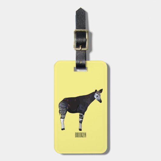 Okapi cartoon Illustration Gepäckanhänger (Vorderseite vertikal)
