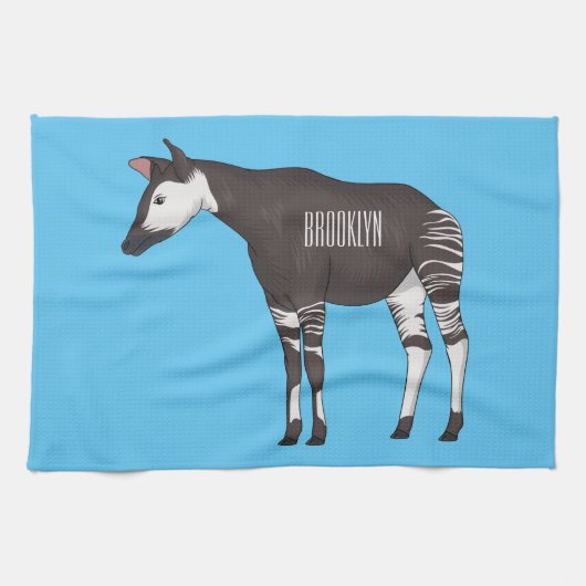 Okapi cartoon illustration geschirrtuch (Horizontal)