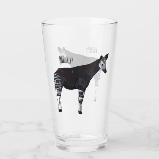 Okapi cartoon Illustration Glas (Rückseite)