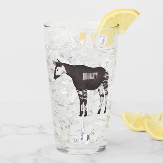 Okapi cartoon Illustration Glas (Rückseite Ice)