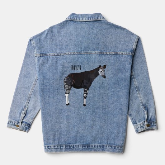 Okapi cartoon Illustration Jeansjacke (Rückseite)