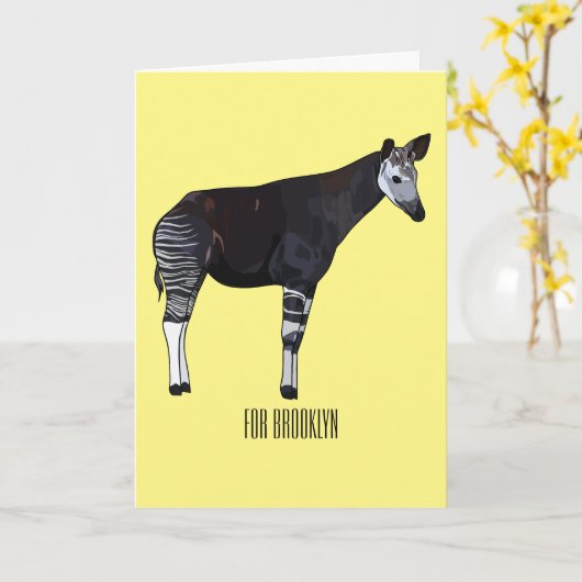 Okapi cartoon Illustration Karte (Gelbe Blume)