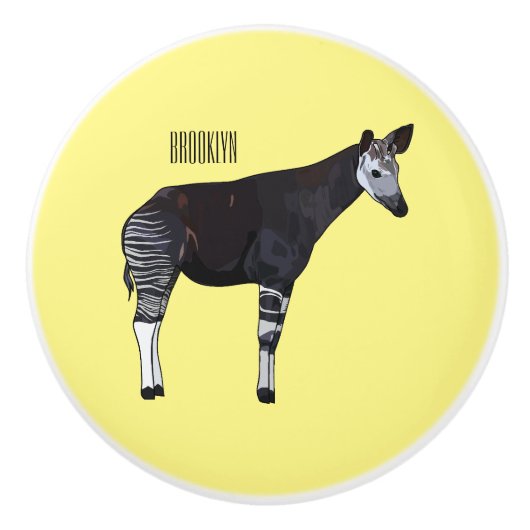 Okapi cartoon Illustration Keramikknauf (Vorderseite)
